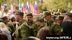 Митинг, посвященный проводам российских военнослужащих 47-й мотострелковой дивизии на войну против Украины. Севастополь, 27 сентября 2022 года