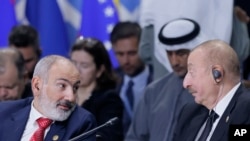 Armenian Prime Minister Nikol Pashinian and Azerbaijani President Ilham Aliyev. 