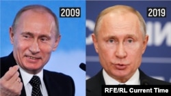 Владимир Путин в 2009 и 2019 годах